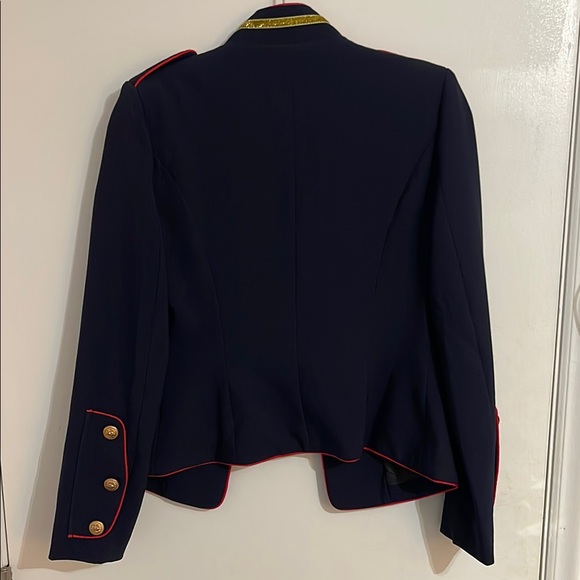NWOT Navy Military-Style Jacket with Red Trim - Picture 6 of 7